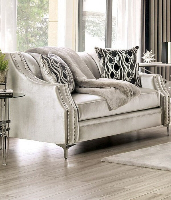 Silver Tufted Loveseat SKU: LO00017