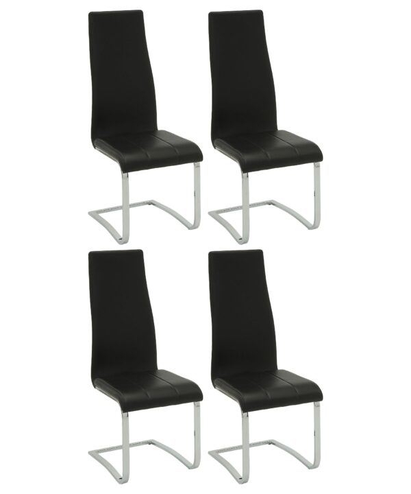 Montclair High Back Dining Chairs Black and Chrome (Set of 4)