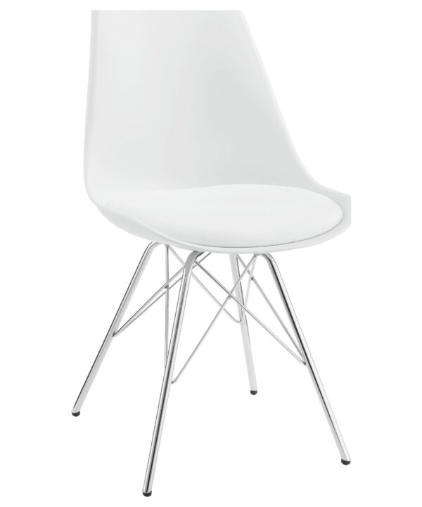 Juniper Armless Dining Chairs White and Chrome (Set of 2)