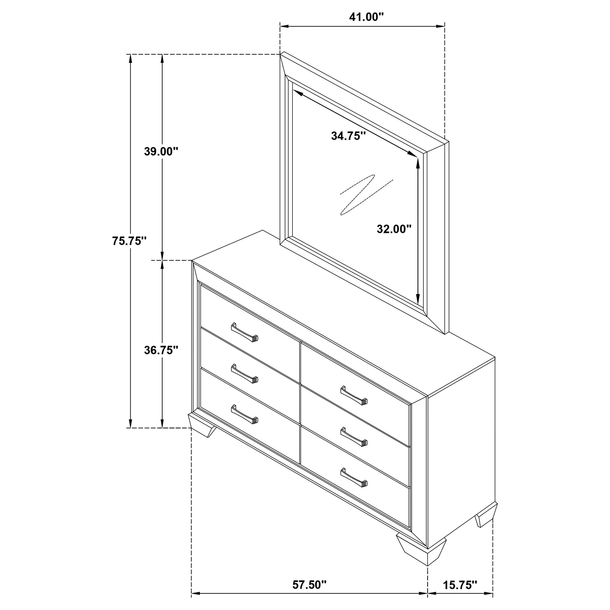 Kauffman Dresser with Mirror - Luxe Home Furnishings (Jersey City, NJ)