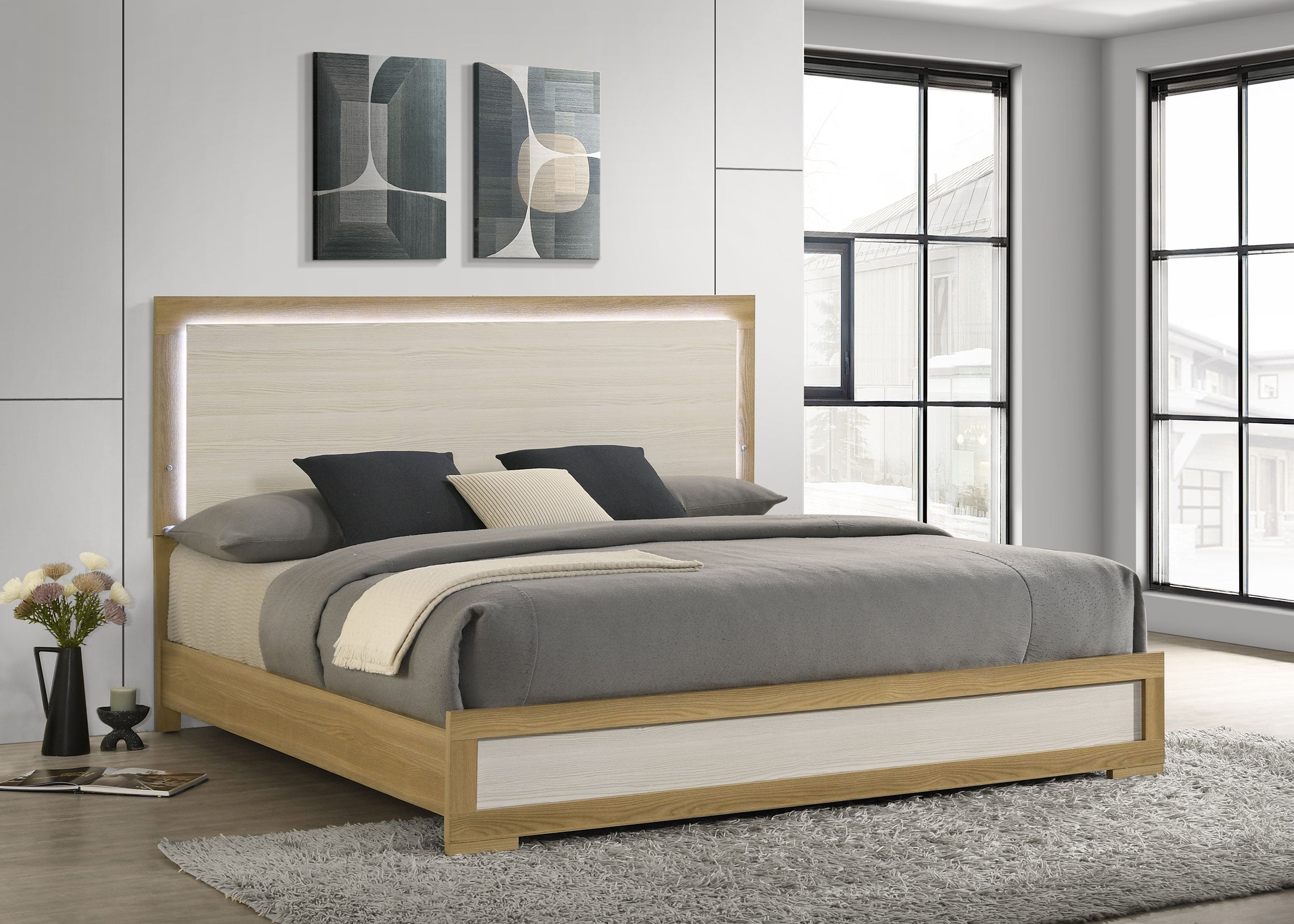 Hyland Panel Bed with LED Lighting - Luxe Home Furnishings (Jersey City, NJ)