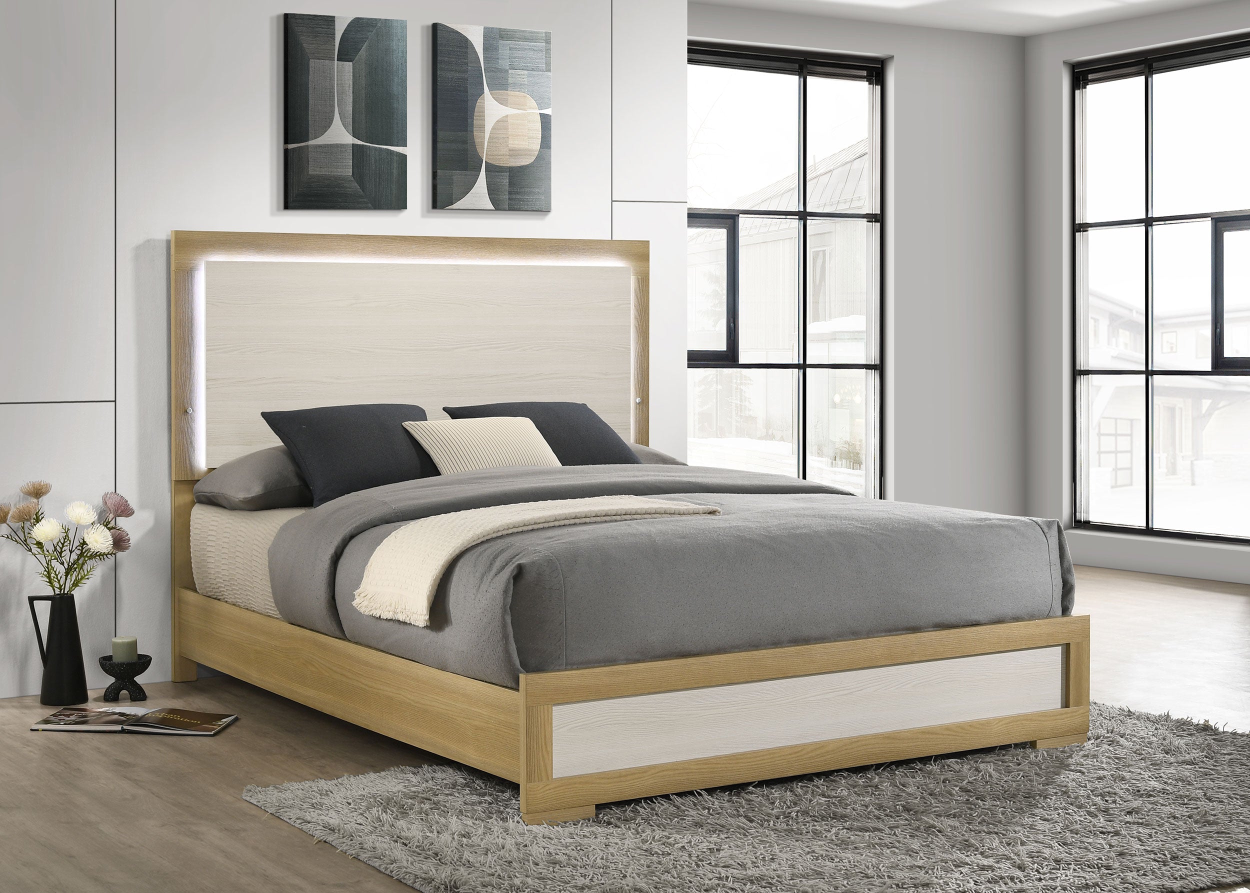 Hyland Panel Bed with LED Lighting - Luxe Home Furnishings (Jersey City, NJ)