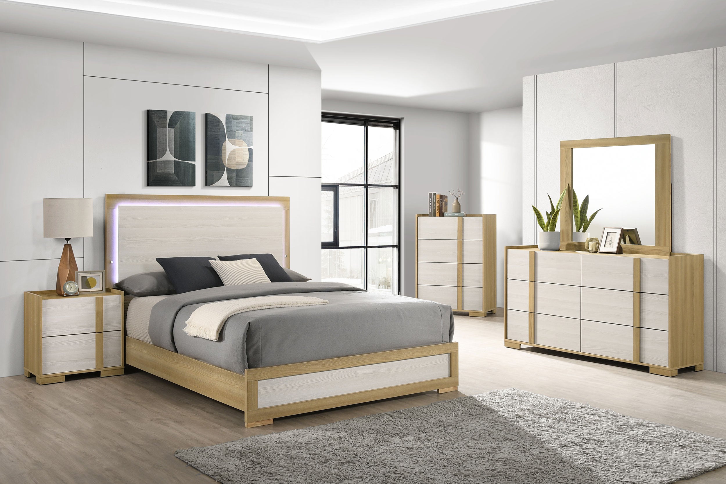 Hyland Panel Bed with LED Lighting - Luxe Home Furnishings (Jersey City, NJ)