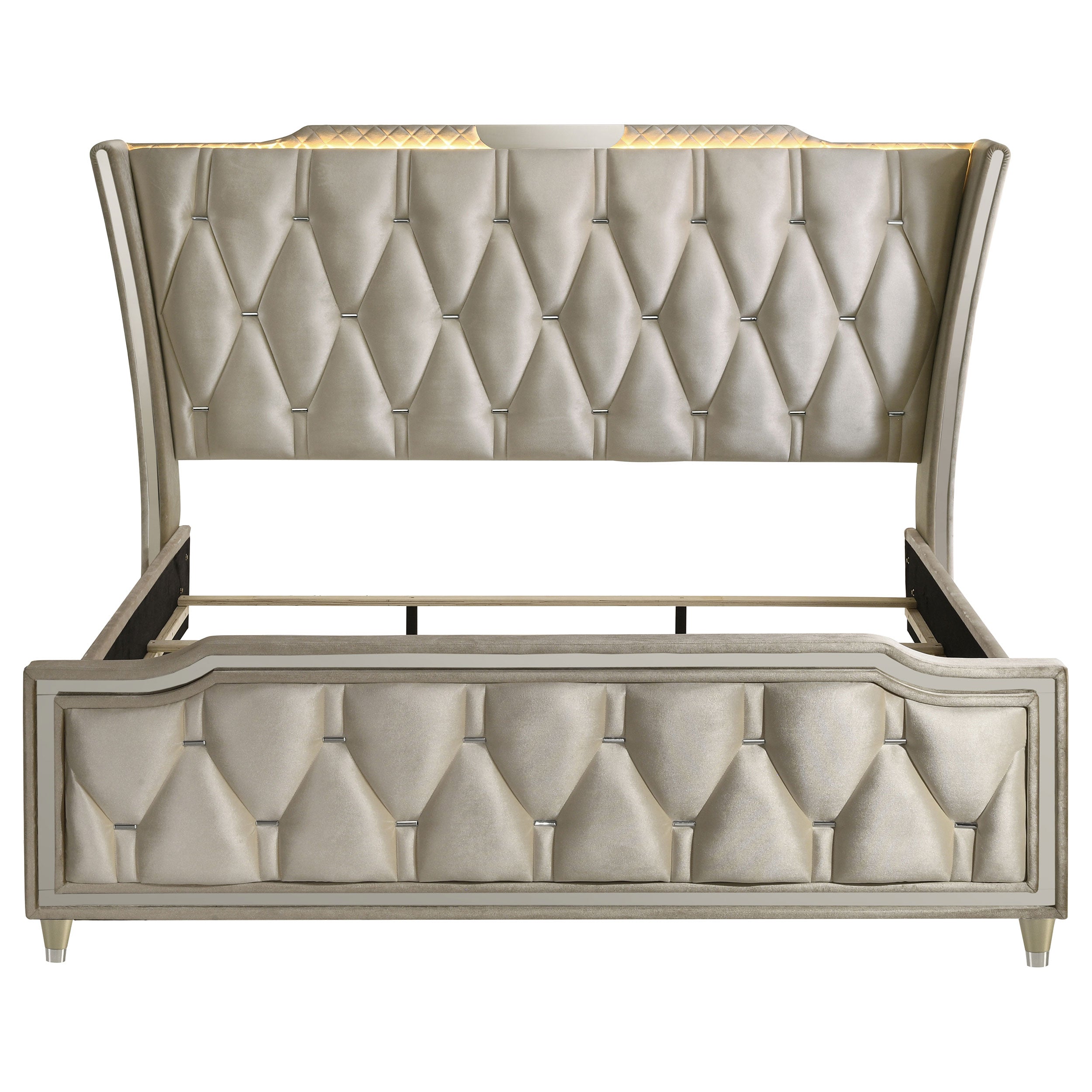 Lorient Wingback Bed with LED Lighting - Luxe Home Furnishings (Jersey City, NJ)