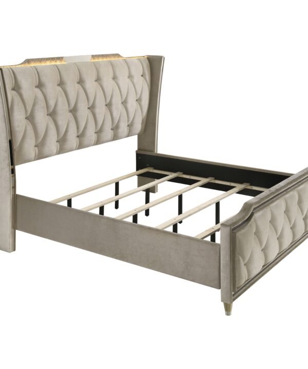 Lorient Wingback Bed with LED Lighting - Luxe Home Furnishings (Jersey City, NJ)