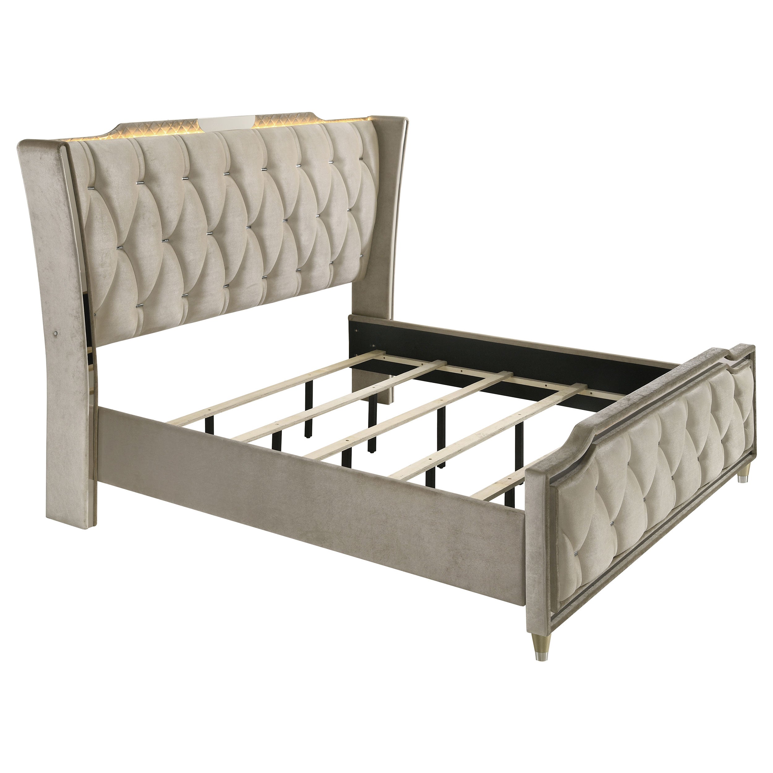 Lorient Wingback Bed with LED Lighting - Luxe Home Furnishings (Jersey City, NJ)