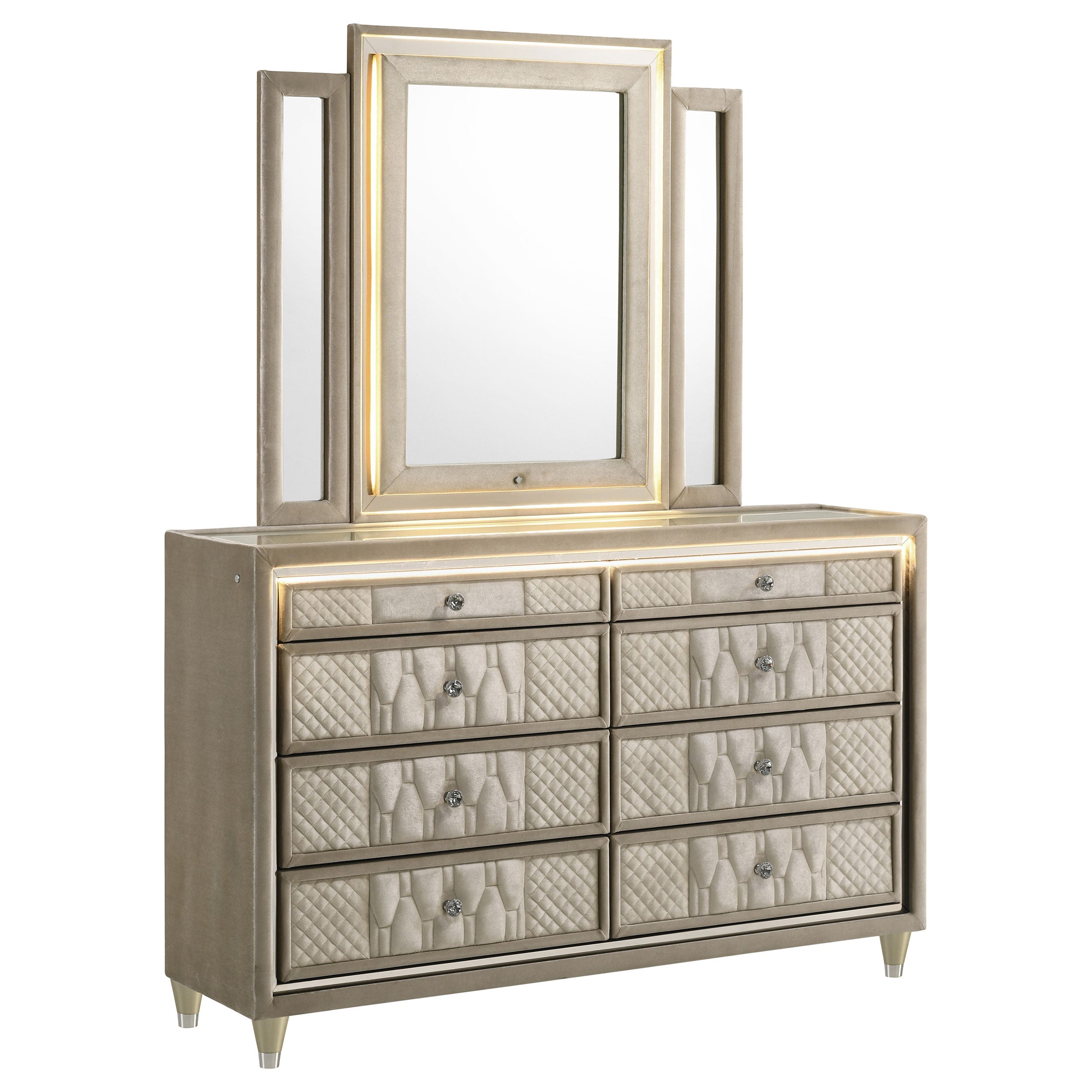 Lorient LED Dresser with LED Mirror - Luxe Home Furnishings (Jersey City, NJ)
