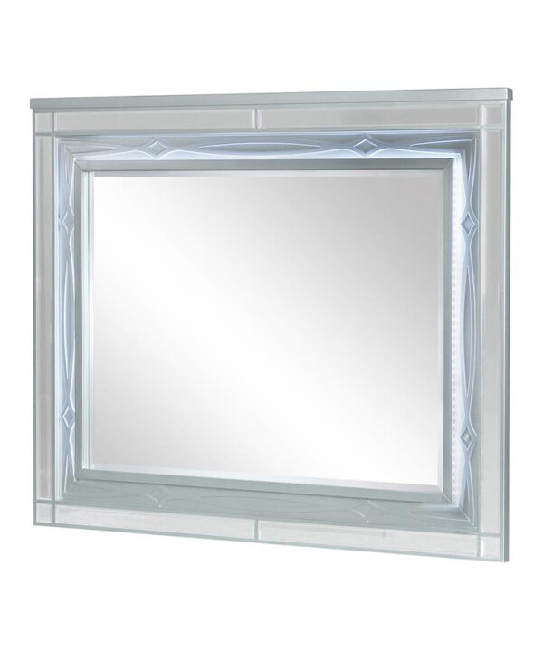 Gunnison Dresser Mirror with LED Lighting Silver Metallic