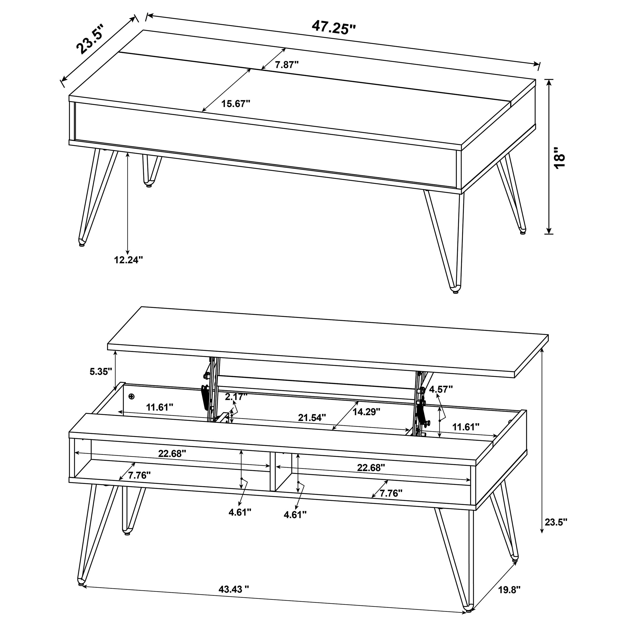 Fanning Lift-Top Coffee Table Set - Luxe Home Furnishings (Jersey City, NJ)