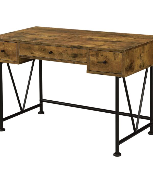 Analiese 3-drawer Writing Desk Antique Nutmeg and Black