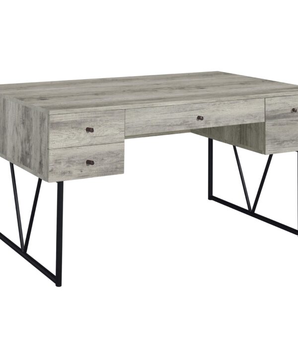 Analiese 4-drawer Writing Desk Grey Driftwood