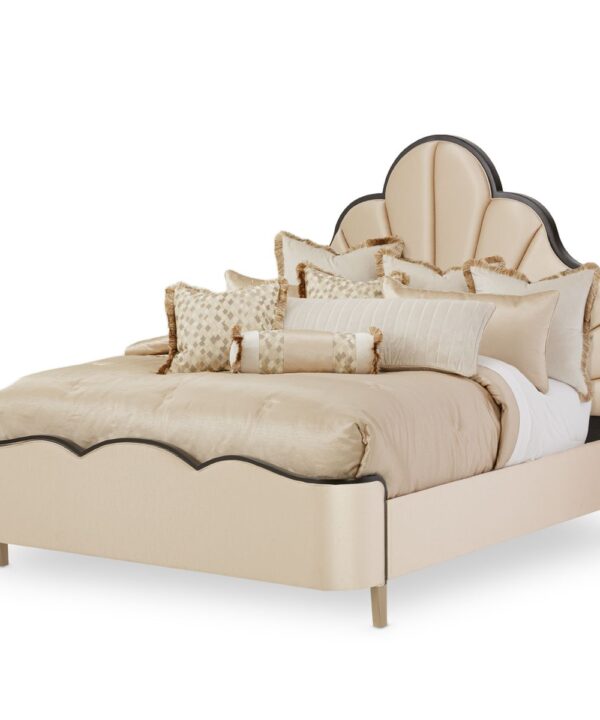AICO Malibu Crest King Scalloped Panel Bed in Dark Espresso image