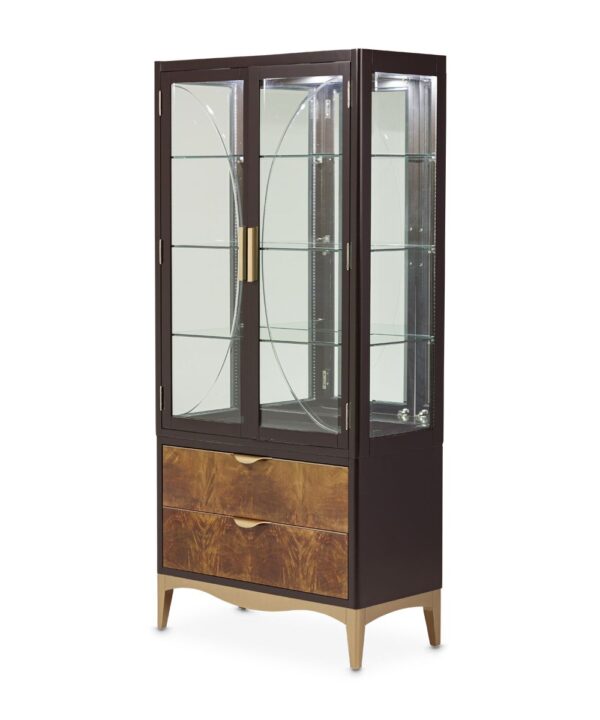 AICO Malibu Crest Display Cabinet in Crotch Mahogany 9007209-412 image