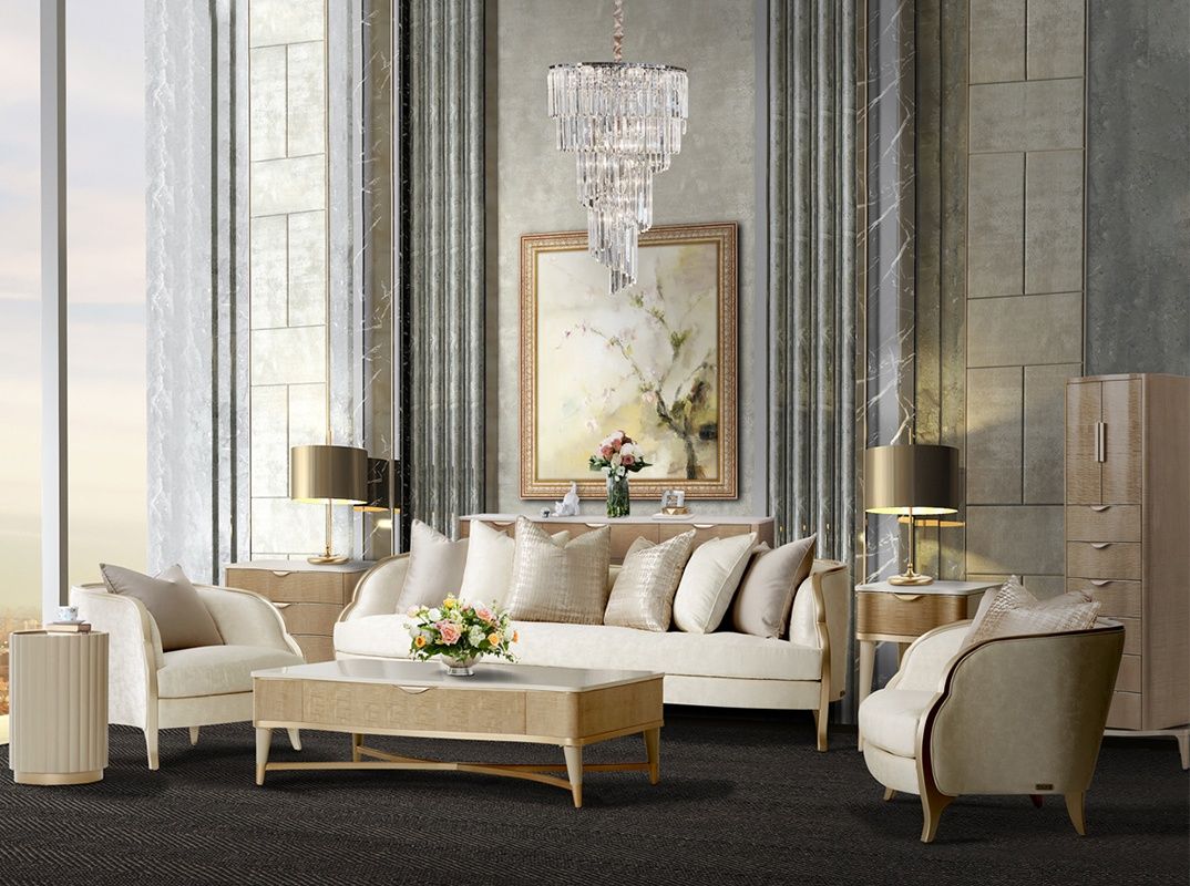 AICO Malibu Crest Round Chairside Table in Chardonnay - Luxe Home Furnishings (Jersey City, NJ)