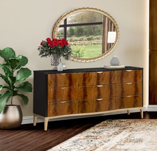 AICO Malibu Crest Oval Wall Mirror in Burnished Gold - Luxe Home Furnishings (Jersey City, NJ)