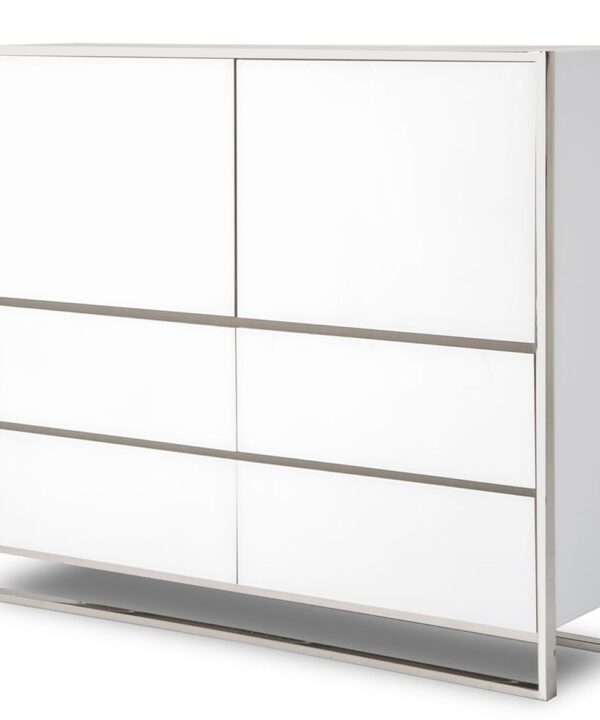 Aico State St Metal Storage Cabinet in Glossy White image