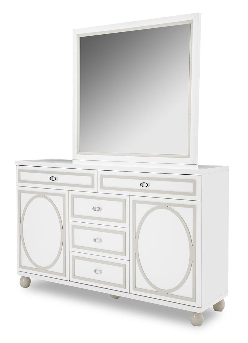 AICO Sky Tower Dresser Mirror in White Cloud - Luxe Home Furnishings (Jersey City, NJ)