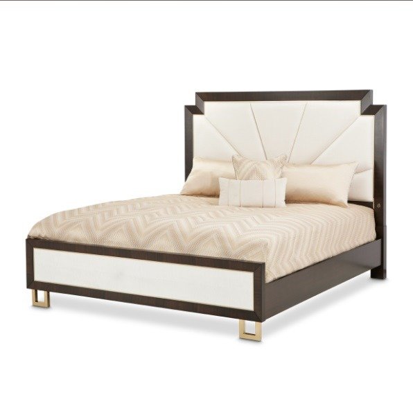 AICO Belmont Place King Panel Upholstered Bed in Espresso image