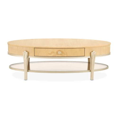 AICO Furniture Camellia Field Oval Cocktail Table in Caramel - Luxe Home Furnishings (Jersey City, NJ)