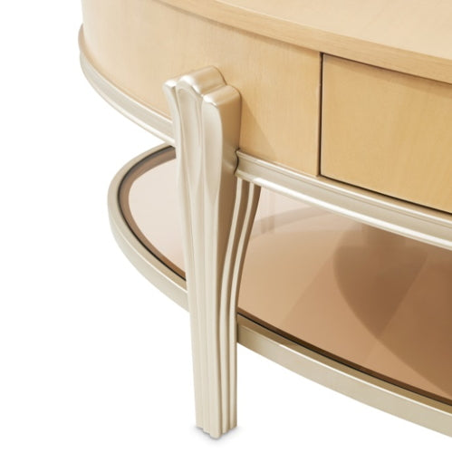 AICO Furniture Camellia Field Oval Cocktail Table in Caramel - Luxe Home Furnishings (Jersey City, NJ)
