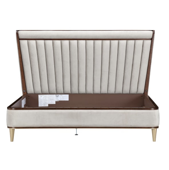 AICO Furniture Houston Queen Channel Tufted Bed in Walnut - Luxe Home Furnishings (Jersey City, NJ)