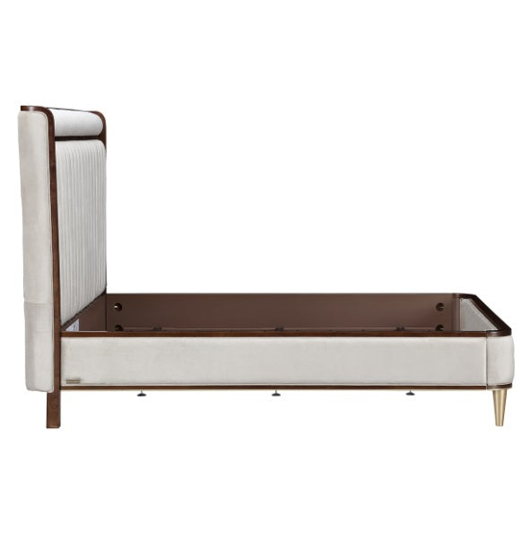 AICO Furniture Houston Queen Channel Tufted Bed in Walnut - Luxe Home Furnishings (Jersey City, NJ)