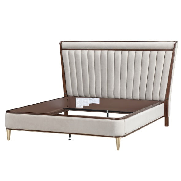 AICO Furniture Houston Queen Channel Tufted Bed in Walnut - Luxe Home Furnishings (Jersey City, NJ)