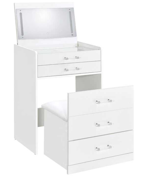 Danbury Makeup Vanity Table with LED Mirror and Stool - Luxe Home Furnishings (Jersey City, NJ)
