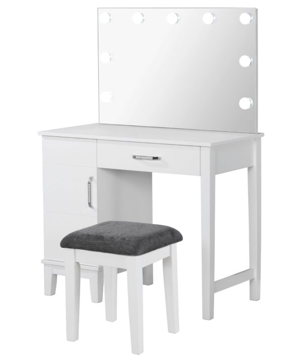 Elijah Makeup Vanity Table with LED Mirror and Stool - Luxe Home Furnishings (Jersey City, NJ)