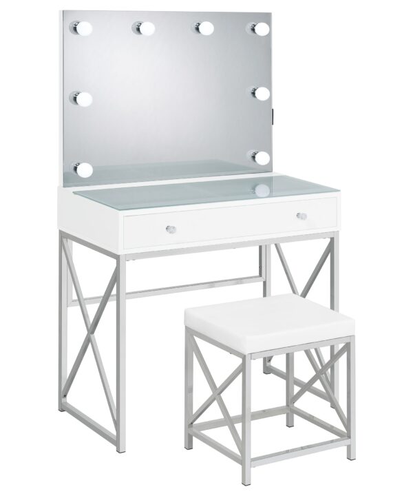 Eliza Makeup Vanity Table with LED Mirror and Stool - Luxe Home Furnishings (Jersey City, NJ)