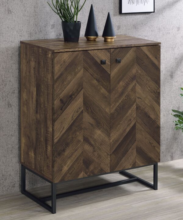 Carolyn 2-door Accent Cabinet Rustic Oak and Gunmetal