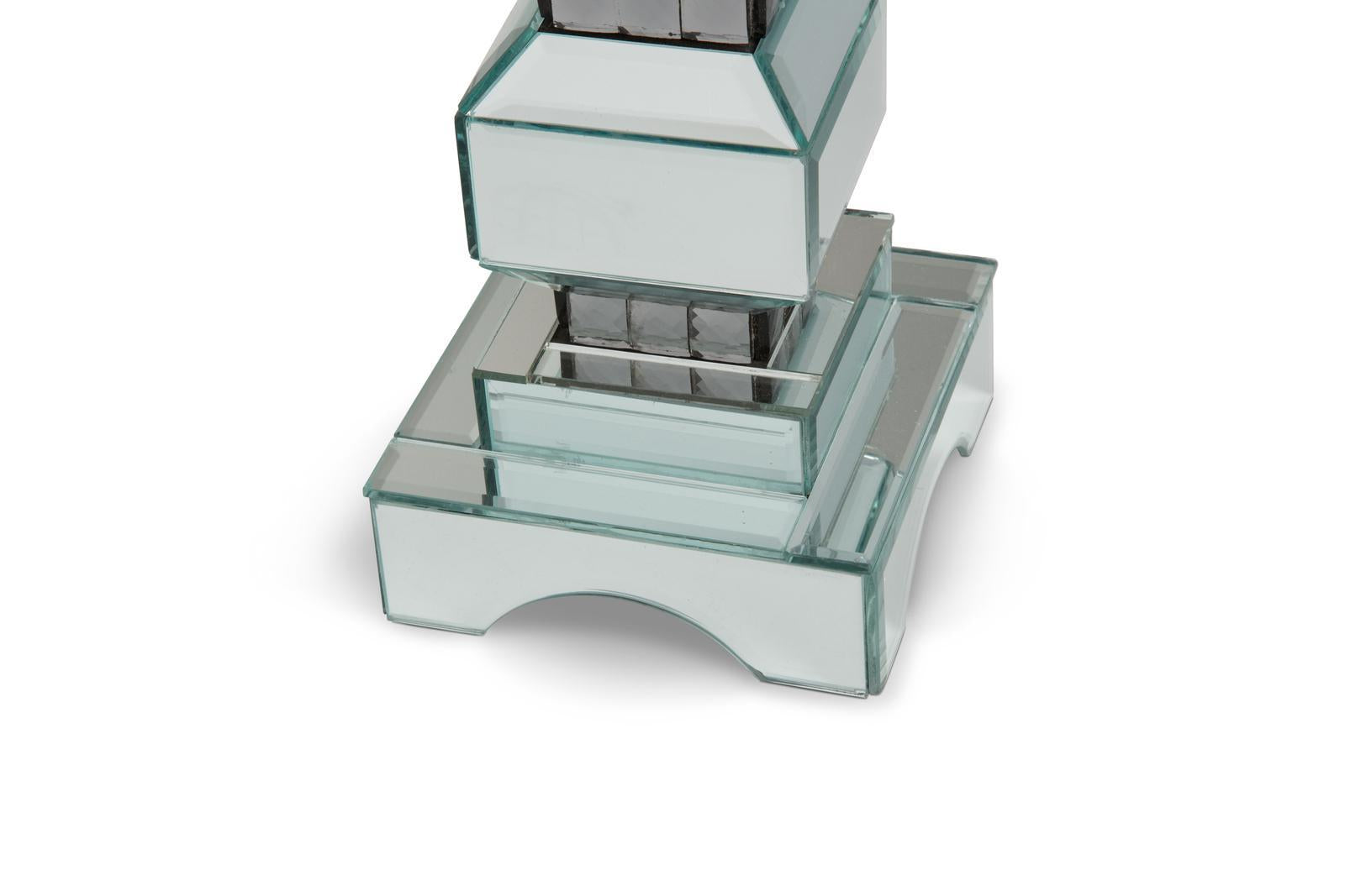 AICO Montreal 4-Tier Mirrored Candle Holder w/Crystal Accents (2/pack) - Luxe Home Furnishings (Jersey City, NJ)