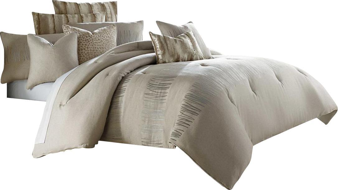 Captiva 10-pc King Comforter Set in Neutral - Luxe Home Furnishings (Jersey City, NJ)