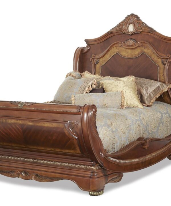 Cortina Cal King Sleigh Bed in Honey Walnut - Luxe Home Furnishings (Jersey City, NJ)