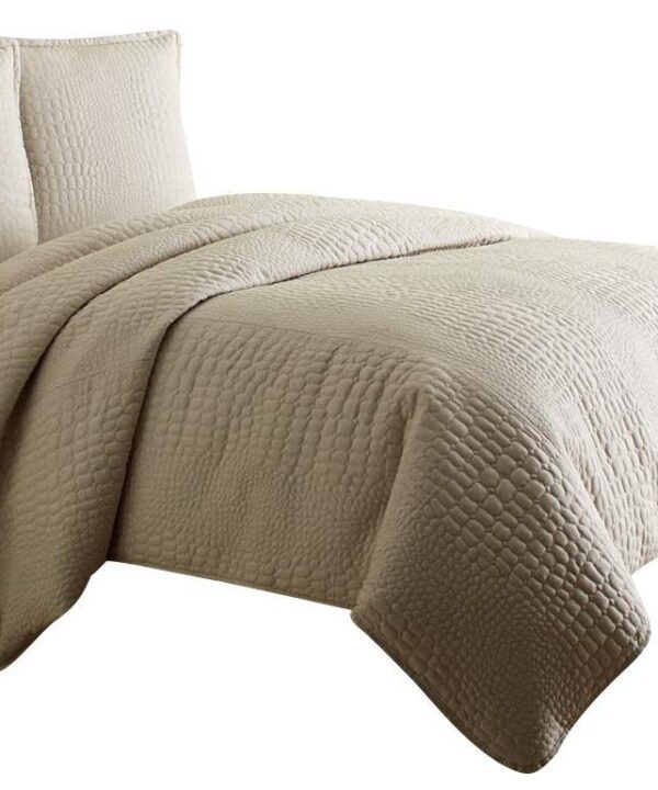 Dash 3-pc Queen Coverlet Set in Natural - Luxe Home Furnishings (Jersey City, NJ)