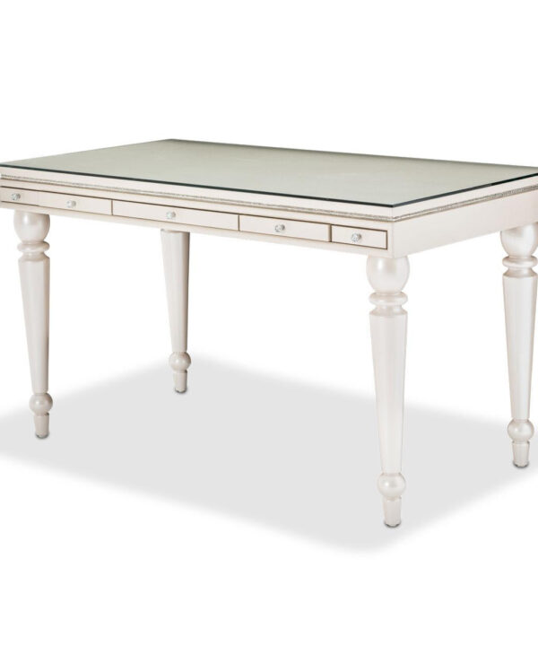 Glimmering Heights 2pc Writing Desk w/Glass Top in Ivory - Luxe Home Furnishings (Jersey City, NJ)