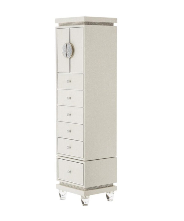 Glimmering Heights Upholstered Swivel Lingerie Chest in Ivory - Luxe Home Furnishings (Jersey City, NJ)