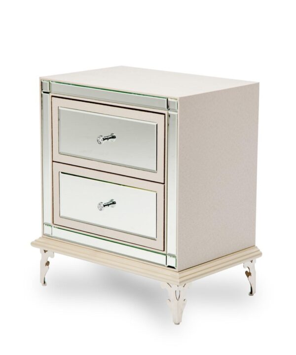 Hollywood Loft Upholstered Nightstand in Frost - Luxe Home Furnishings (Jersey City, NJ)