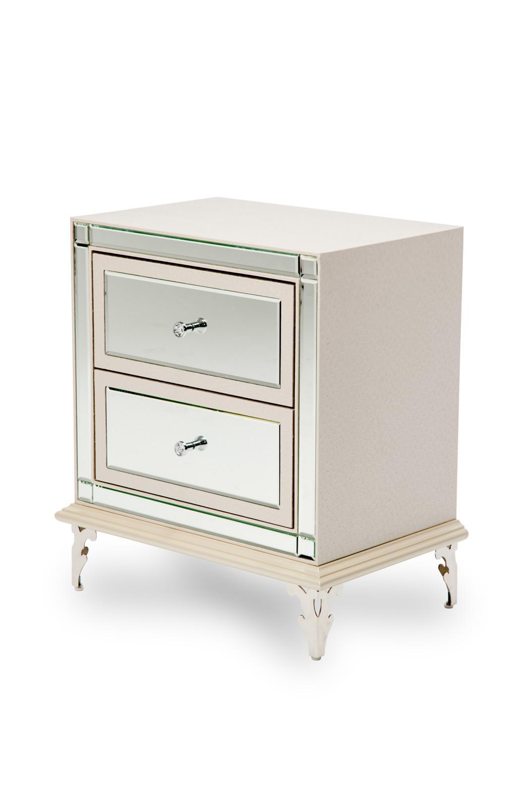 Hollywood Loft Upholstered Nightstand in Frost - Luxe Home Furnishings (Jersey City, NJ)