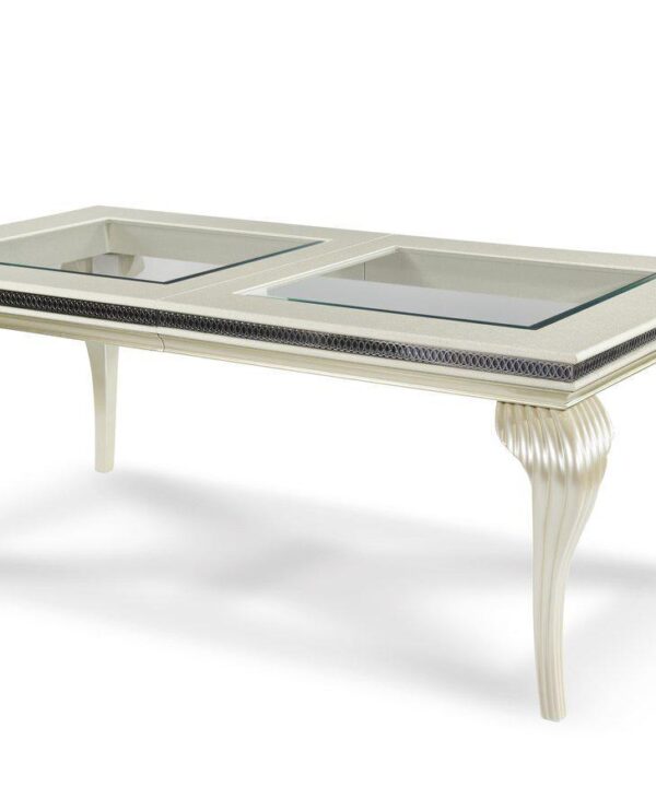 Hollywood Swank Leg Dining Table in Pearl Caviar - Luxe Home Furnishings (Jersey City, NJ)