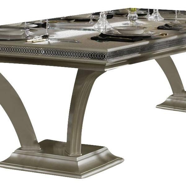 Hollywood Swank Rectangular Dining Table in Pearl Caviar - Luxe Home Furnishings (Jersey City, NJ)