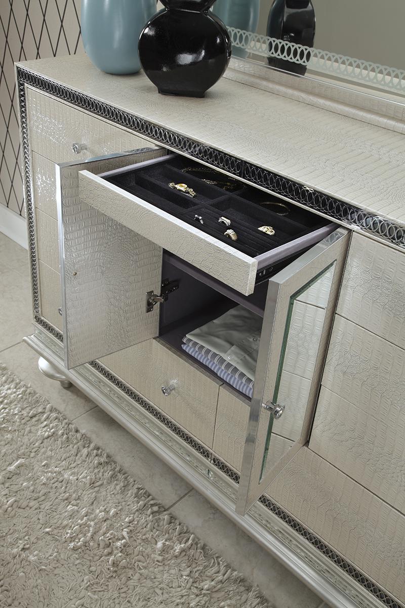 Hollywood Swank Upholstered Dresser in Crystal Croc - Luxe Home Furnishings (Jersey City, NJ)