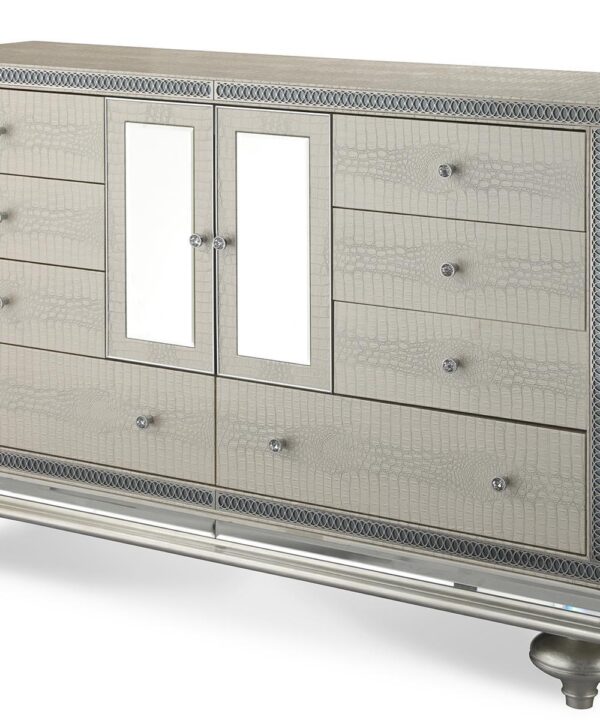Hollywood Swank Upholstered Dresser in Crystal Croc - Luxe Home Furnishings (Jersey City, NJ)