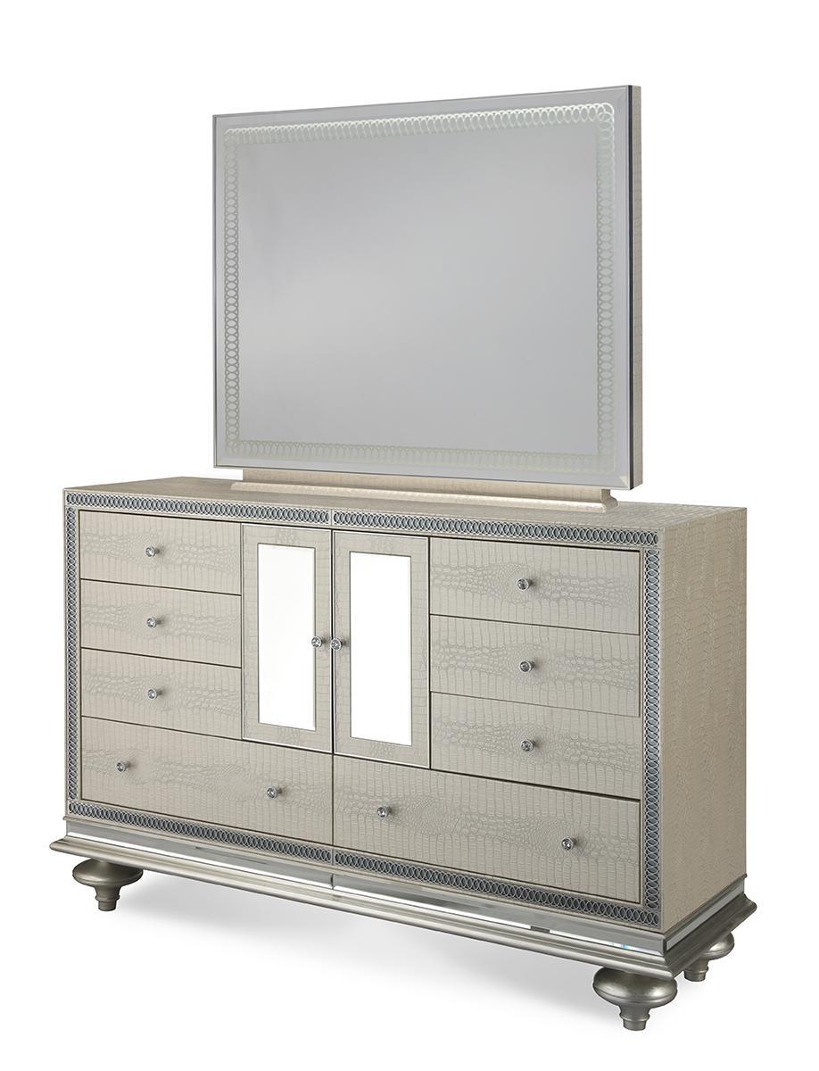 Hollywood Swank Upholstered Dresser in Crystal Croc - Luxe Home Furnishings (Jersey City, NJ)