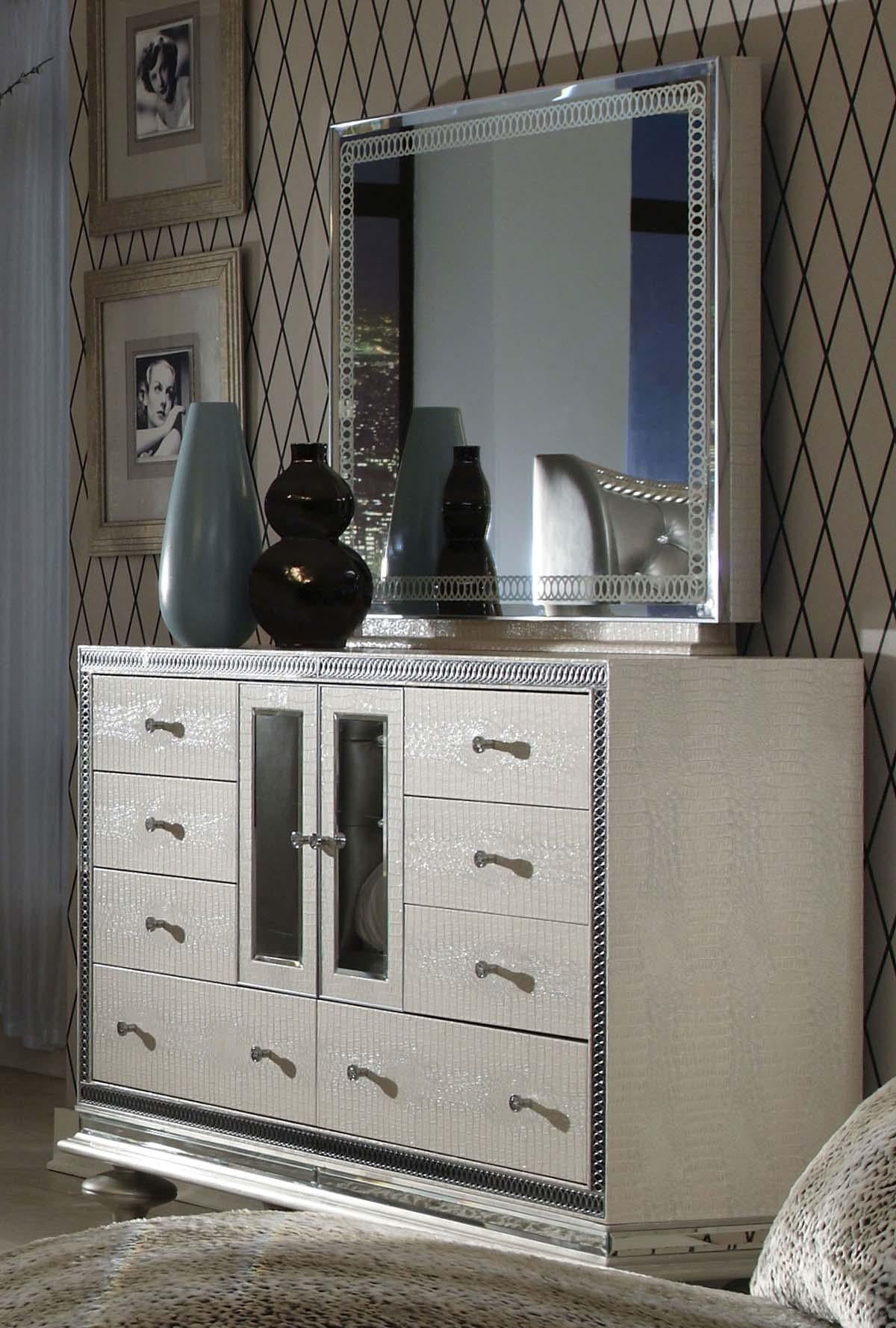 Hollywood Swank Upholstered Dresser in Crystal Croc - Luxe Home Furnishings (Jersey City, NJ)