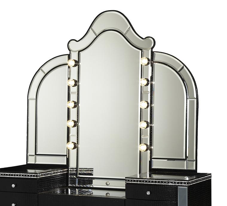 Hollywood Swank Vanity Mirror in Black Iguana - Luxe Home Furnishings (Jersey City, NJ)