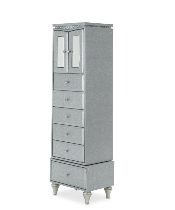 Melrose Plaza Upholstered Swivel Lingerie Chest in Dove - Luxe Home Furnishings (Jersey City, NJ)