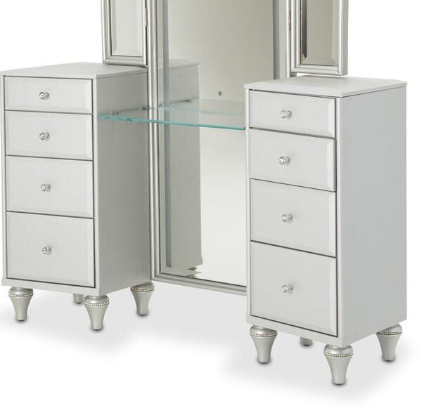 Melrose Plaza Upholstered Vanity in Dove - Luxe Home Furnishings (Jersey City, NJ)