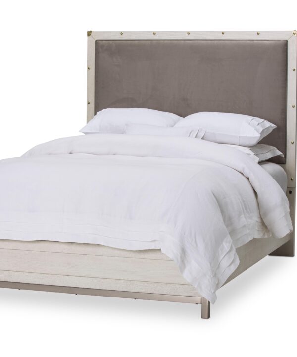 Menlo Station California King Panel Bed w/ Fabric Insert in Eucalyptus - Luxe Home Furnishings (Jersey City, NJ)