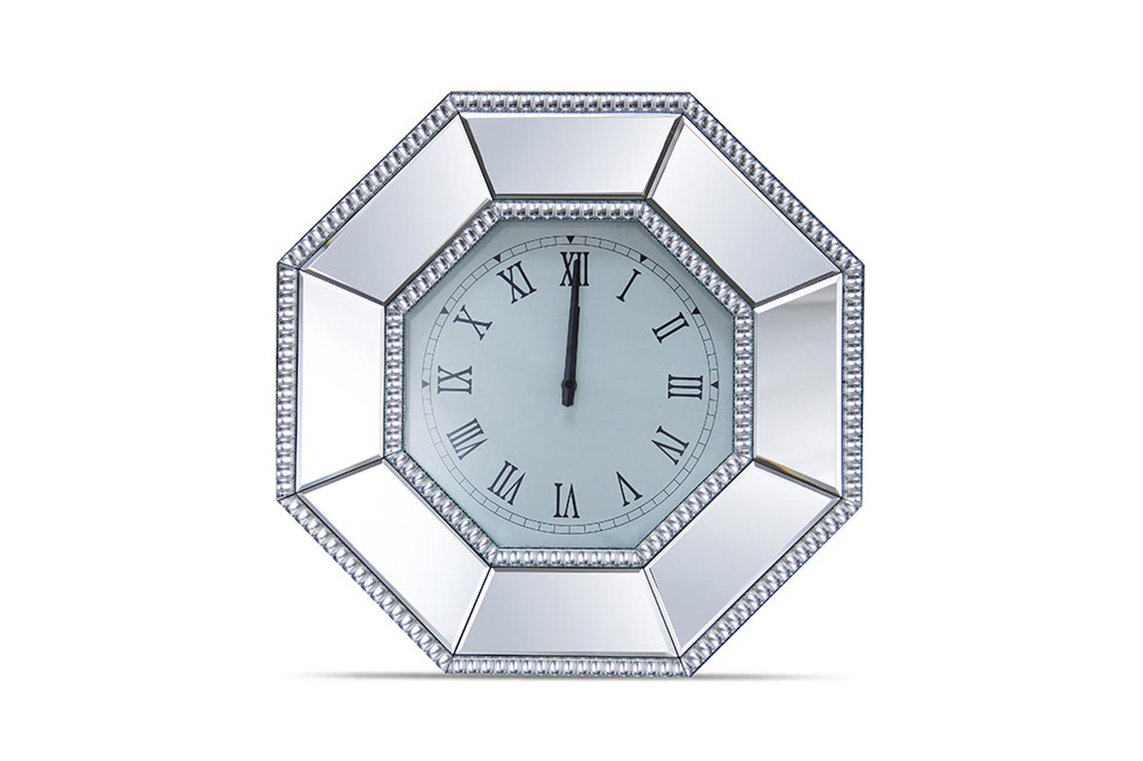 Montreal Octagonal Mirrored Wall Clock - Luxe Home Furnishings (Jersey City, NJ)